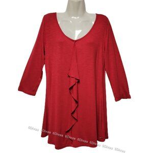 RED three quarter sleeve light top size L -New